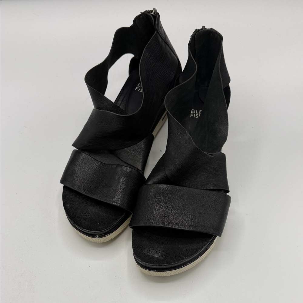 Eileen Fisher Black Leather Sandals